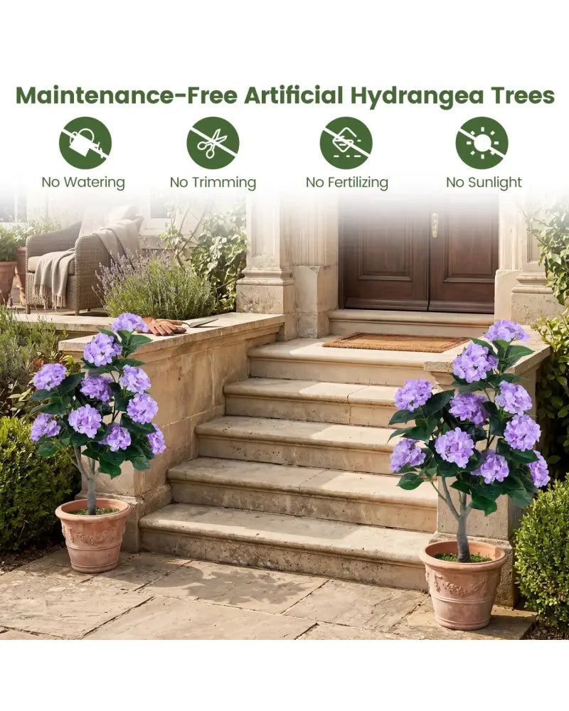 43.5’’ Artificial Hydrangea Tree 2 Pack-Purple - Purple - Faux Plants