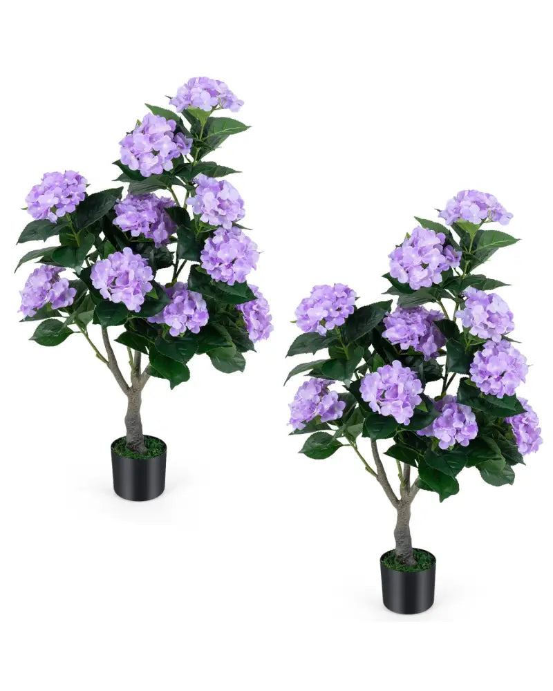 43.5’’ Artificial Hydrangea Tree 2 Pack-Purple - Purple - Faux Plants