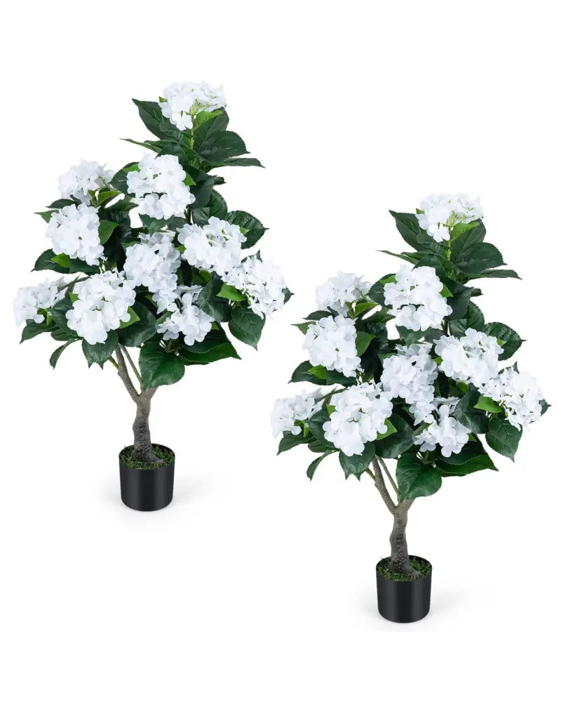 43.5’’ Artificial Hydrangea Tree 2 Pack-White - White - Faux Plants