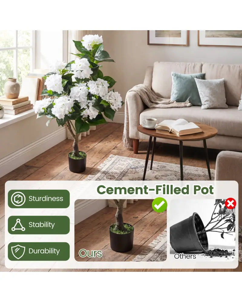 43.5’’ Artificial Hydrangea Tree 2 Pack-White - White - Faux Plants