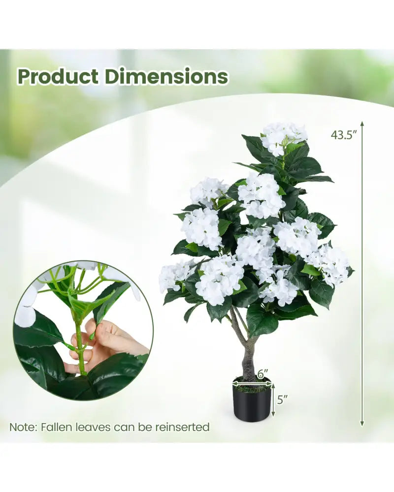 43.5’’ Artificial Hydrangea Tree 2 Pack-White - White - Faux Plants