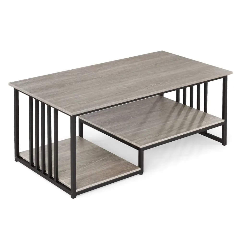 43.5’’ Coffee Table 2-Tier with Open Storage Shelf-Oak - Oak - Coffee Tables