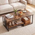43.5’’ Coffee Table 2-Tier with Open Storage Shelf-RusticBrown - Rustic Brown - Coffee Tables