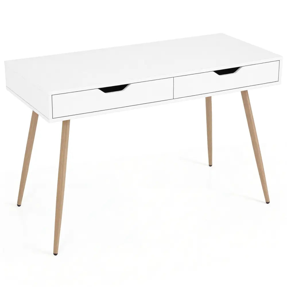 43.5 Inch Computer Desk with 2 Drawers for Small Spaces-White - White - Writing Desks