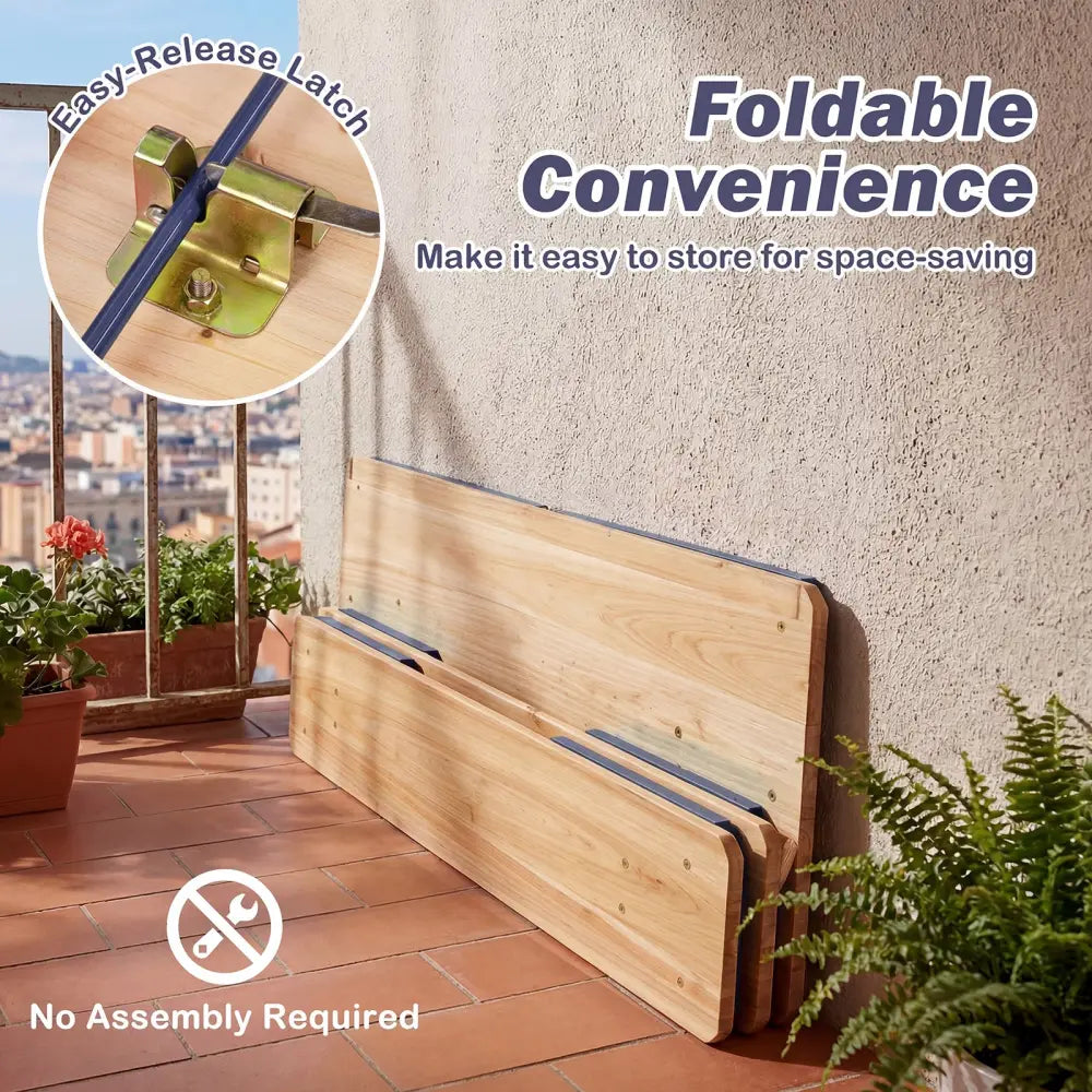 43.5 Inch Folding Kids Picnic Table & Bench Set No Assembly Wooden Toddler Table-Navy - Navy - Kids Table & Chair Sets