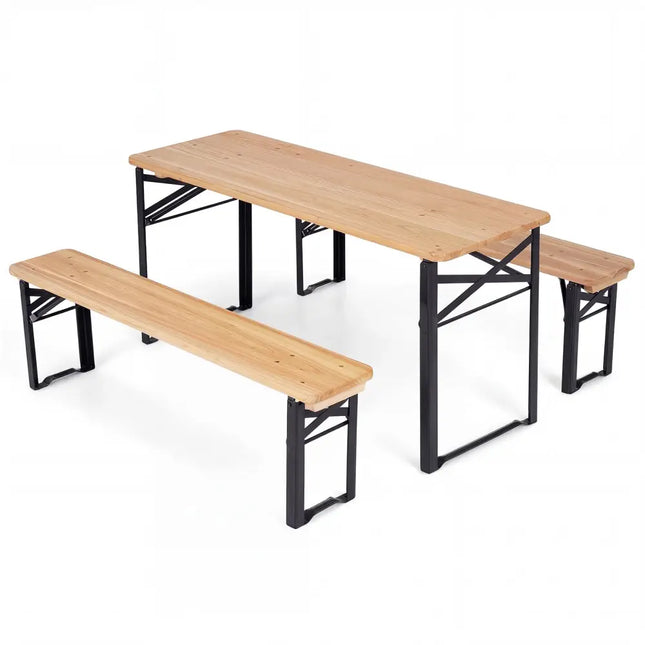 43.5 Inch Folding Kids Picnic Table & Bench Set No Assembly Wooden Toddler Table-Black - Black - Kids Table & Chair Sets