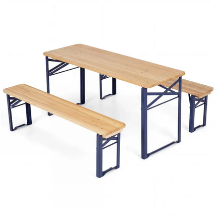 43.5 Inch Folding Kids Picnic Table & Bench Set No Assembly Wooden Toddler Table-Navy - Navy - Kids Table & Chair Sets