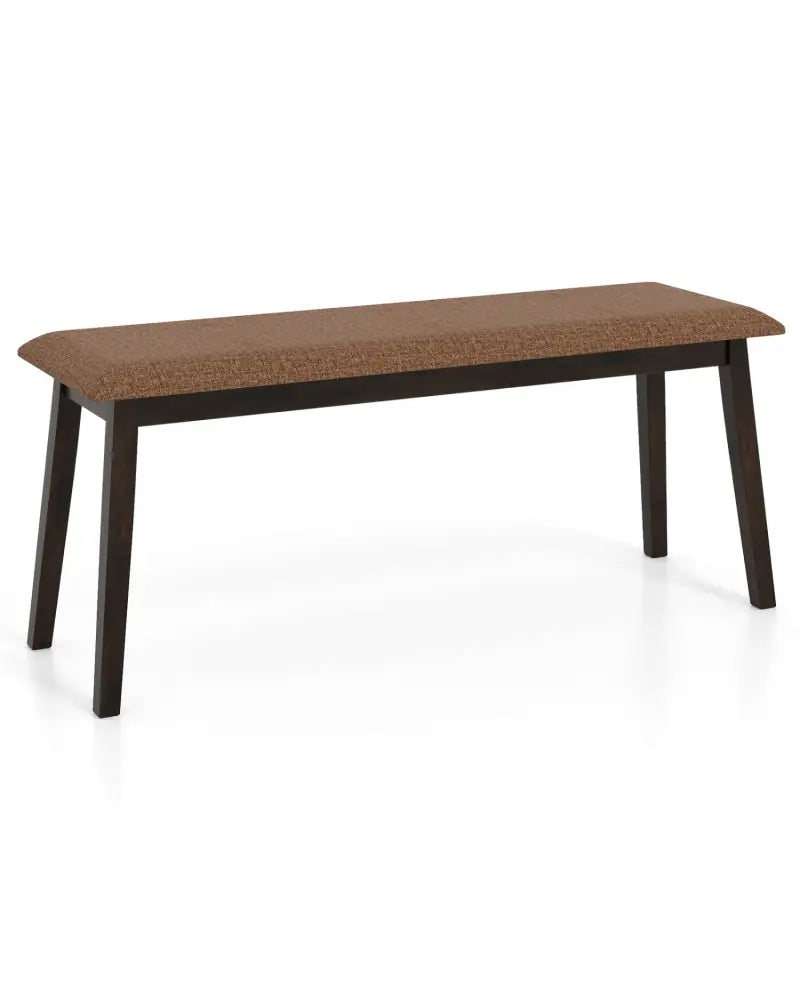 43.5 Inch Upholstered Entryway Bench with Rubber Wood Frame-Brown - Brown - Shoe Racks & Storage Benches