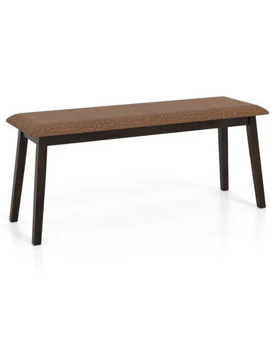 43.5 Inch Upholstered Entryway Bench with Rubber Wood Frame-Brown - Brown - Shoe Racks & Storage Benches