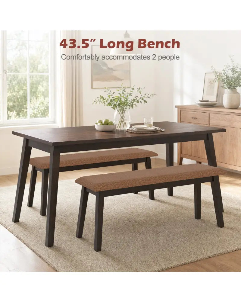43.5 Inch Upholstered Entryway Bench with Rubber Wood Frame-Brown - Brown - Shoe Racks & Storage Benches