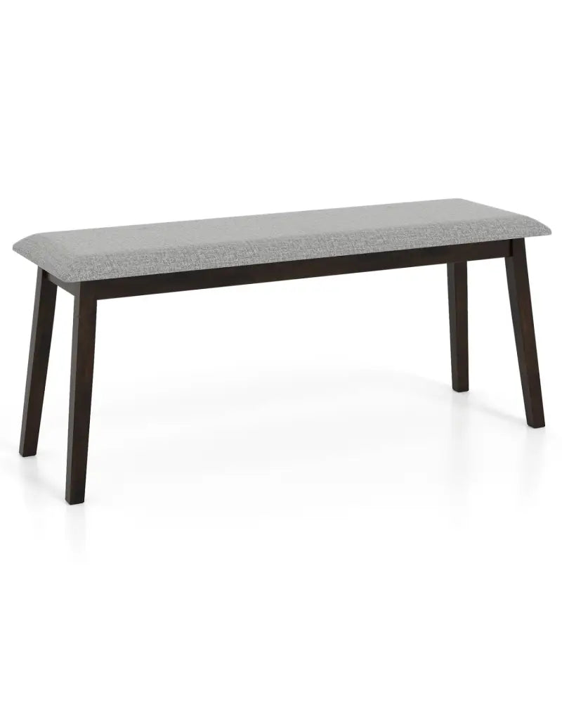 43.5 Inch Upholstered Entryway Bench with Rubber Wood Frame-Gray - Gray - Shoe Racks & Storage Benches