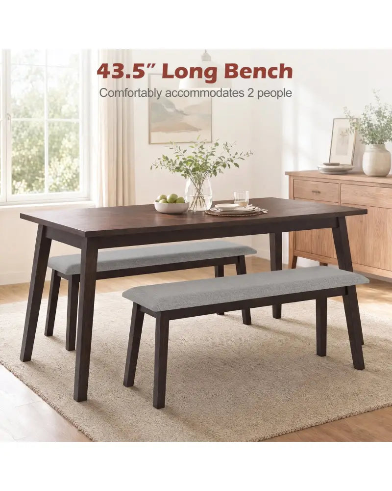 43.5 Inch Upholstered Entryway Bench with Rubber Wood Frame-Gray - Gray - Shoe Racks & Storage Benches
