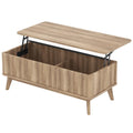 43.5’’ Rectangle Wooden Fluted Lift Top Coffee Table-Walnut - Walnut - Coffee Tables