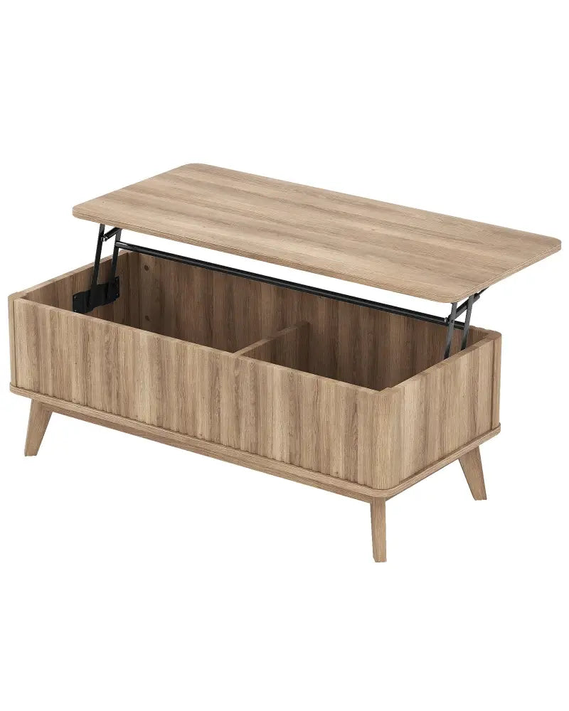 43.5’’ Rectangle Wooden Fluted Lift Top Coffee Table-Walnut - Walnut - Coffee Tables