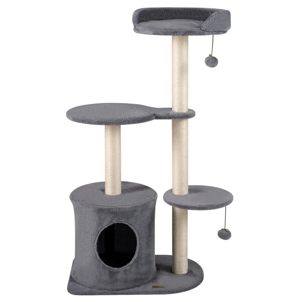 43’’ Cat Tree for Indoor Cats with Comfy Plush Perches and Sisal Scratching Posts-Gray - Gray - Cat Trees Condos &