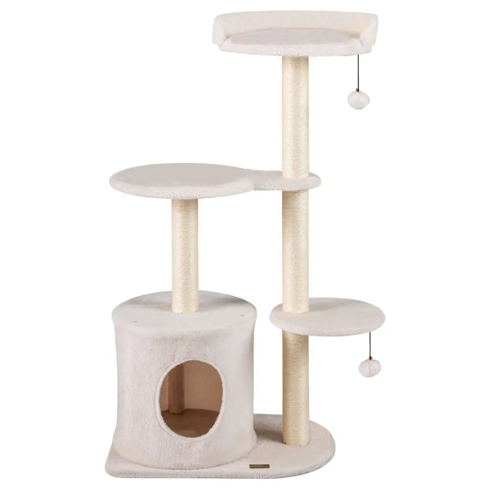 43’’ Cat Tree for Indoor Cats with Comfy Plush Perches and Sisal Scratching Posts-Beige - Beige - Cat Trees Condos &