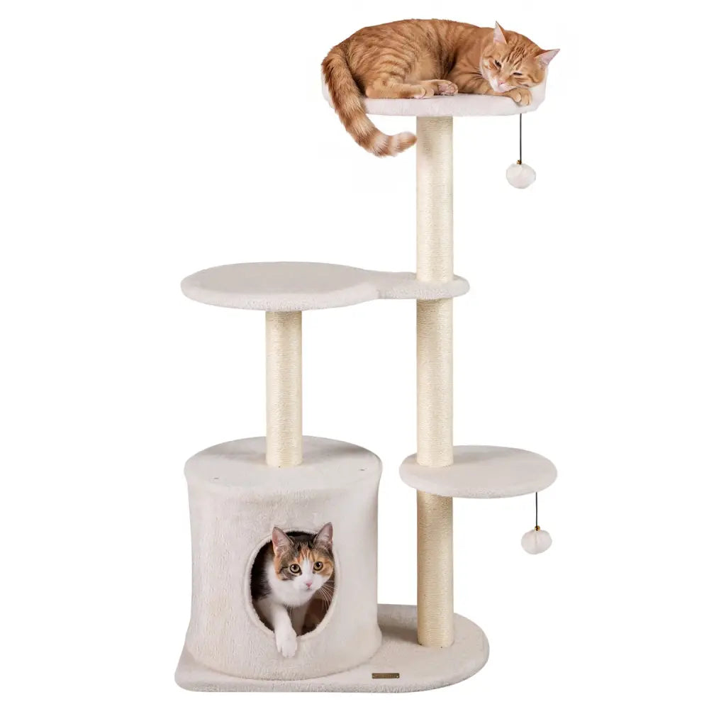 43’’ Cat Tree for Indoor Cats with Comfy Plush Perches and Sisal Scratching Posts-Beige - Beige - Cat Trees Condos &