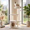 43’’ Cat Tree for Indoor Cats with Comfy Plush Perches and Sisal Scratching Posts-Beige - Beige - Cat Trees Condos &