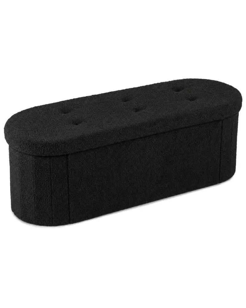 43’’ Folding Teddy Storage Ottoman Bench with Dividers for Living Room and Bedroom-Black - Black - Shoe Racks & Storage