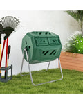 43 Gallon Rotating Compost Bin Barrel with Dual Chamber and Sliding Doors-Green - Green - Garden Tools