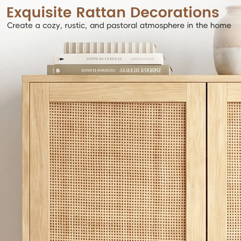 43 Inch 6-Tier Tall Shoe Cabinet with Double Doors-Natural - Natural - Shoe Racks & Storage Benches