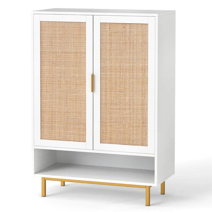 43 Inch 6-Tier Tall Shoe Cabinet with Double Doors-White - White - Shoe Racks & Storage Benches