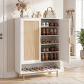 43 Inch 6-Tier Tall Shoe Cabinet with Double Doors-White - White - Shoe Racks & Storage Benches