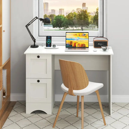 43 Inch Computer Desk with Charging Station for Living Room-White - White - Computer Desks