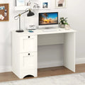 43 Inch Computer Desk with Charging Station for Living Room-White - White - Computer Desks