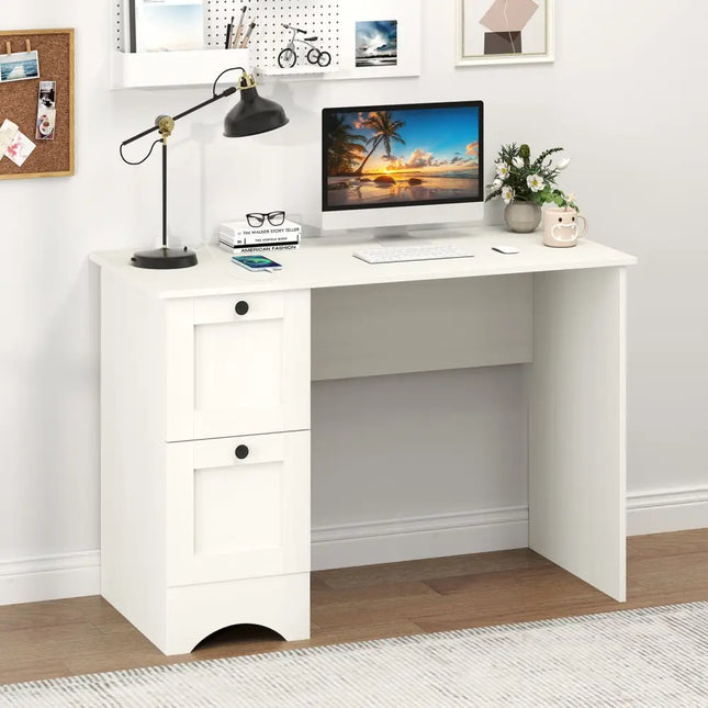 43 Inch Computer Desk with Charging Station for Living Room-White - White - Computer Desks
