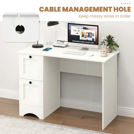 43 Inch Computer Desk with Charging Station for Living Room-White - White - Computer Desks