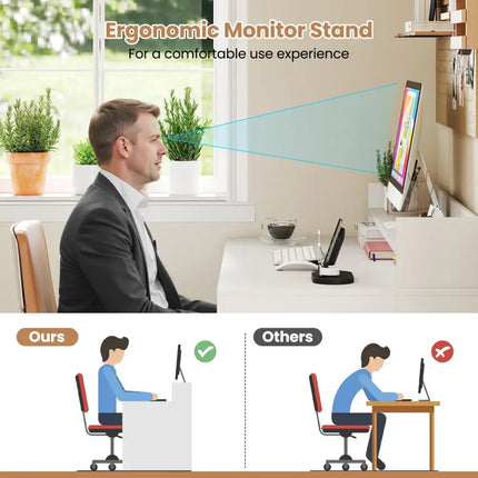 43 Inch Computer Desk with Power Outlets and 2 Bookcases-White Costway