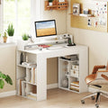43 Inch Computer Desk with Power Outlets and 2 Bookcases-White - White - Computer Desks