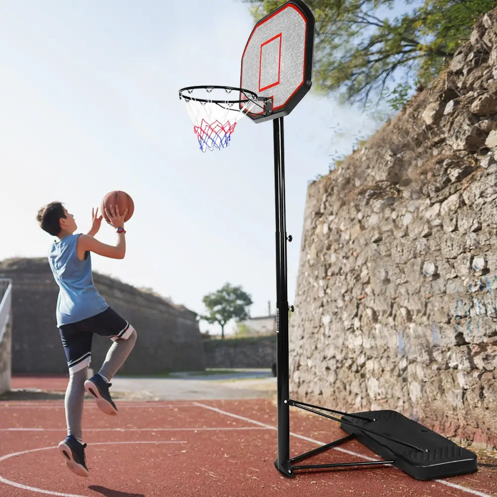43 Inch Indoor Outdoor Height Adjustable Basketball Hoop - Black - Sport Equipments