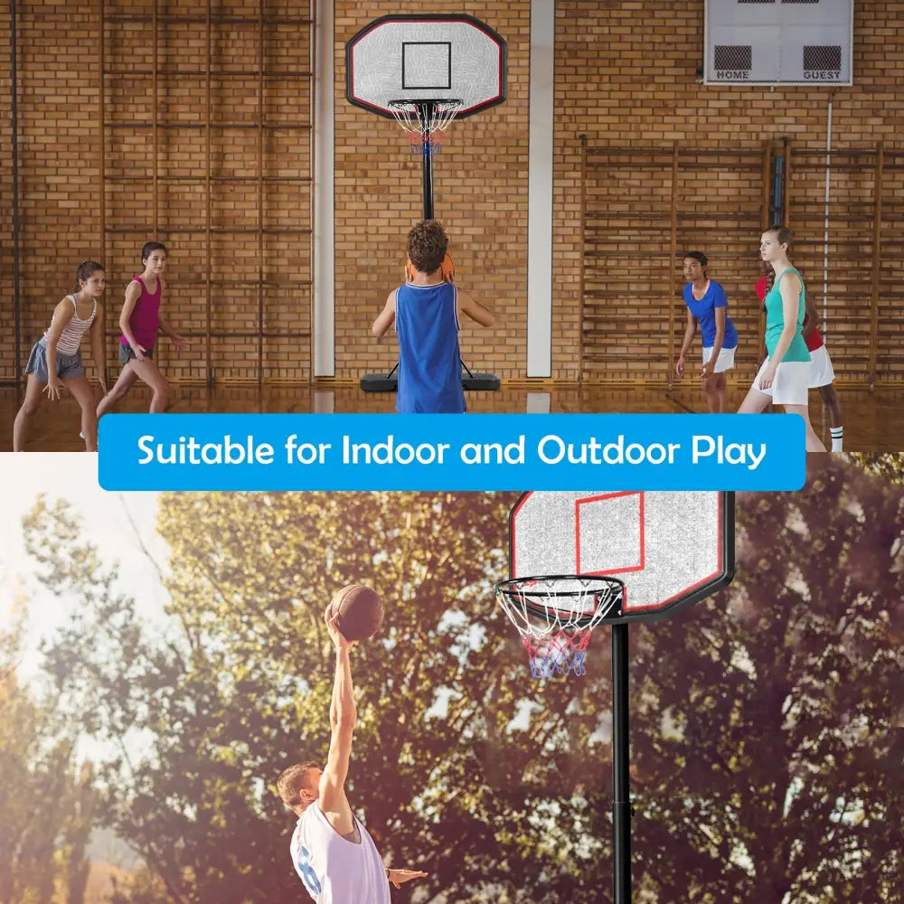43 Inch Indoor Outdoor Height Adjustable Basketball Hoop - Black - Sport Equipments