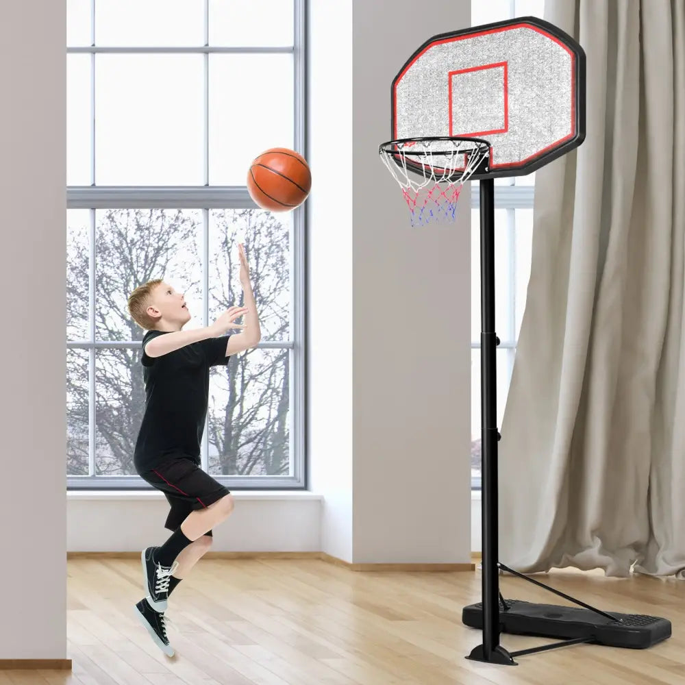 43 Inch Indoor Outdoor Height Adjustable Basketball Hoop - Black - Sport Equipments