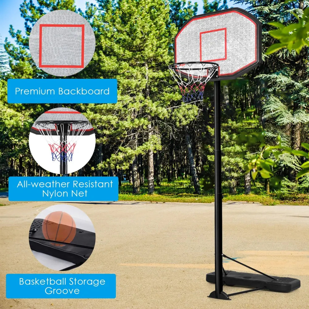 43 Inch Indoor Outdoor Height Adjustable Basketball Hoop - Black - Sport Equipments