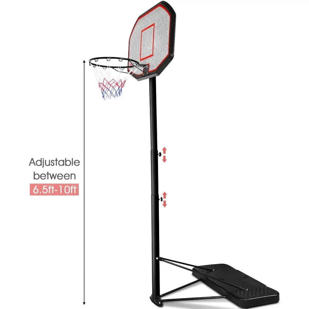 43 Inch Indoor Outdoor Height Adjustable Basketball Hoop - Black - Sport Equipments