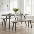 43 Inch Solid Wood Farmhouse Dining Bench Rustic Wooden Entryway Bench with Rubber Wood Legs-Gray - Gray - Dining Chairs