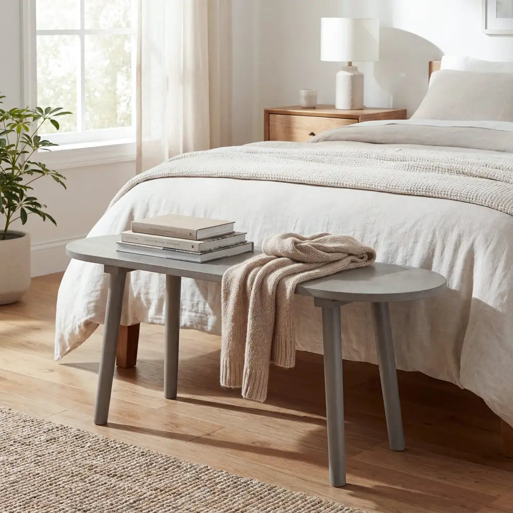 43 Inch Solid Wood Farmhouse Dining Bench Rustic Wooden Entryway Bench with Rubber Wood Legs-Gray - Gray - Dining Chairs