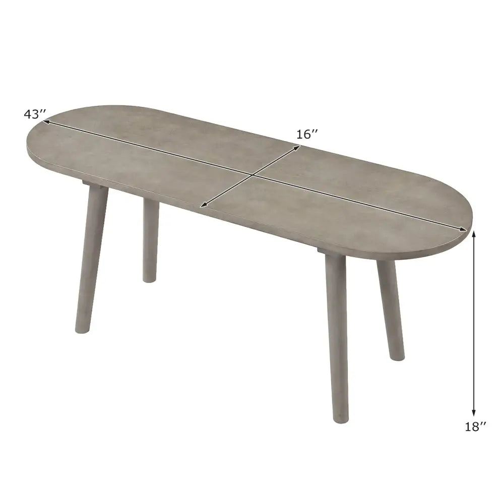 43 Inch Solid Wood Farmhouse Dining Bench Rustic Wooden Entryway Bench with Rubber Wood Legs-Gray - Gray - Dining Chairs