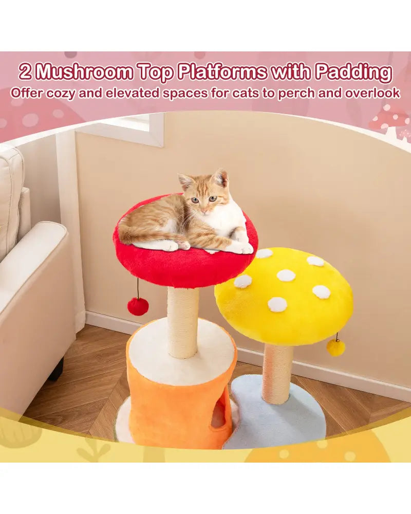 43 Inch Tall Cat Tree Cute with 2 Condos and Padded Platforms-Multicolor - Multicolor - Cat Trees Condos & Scratchers