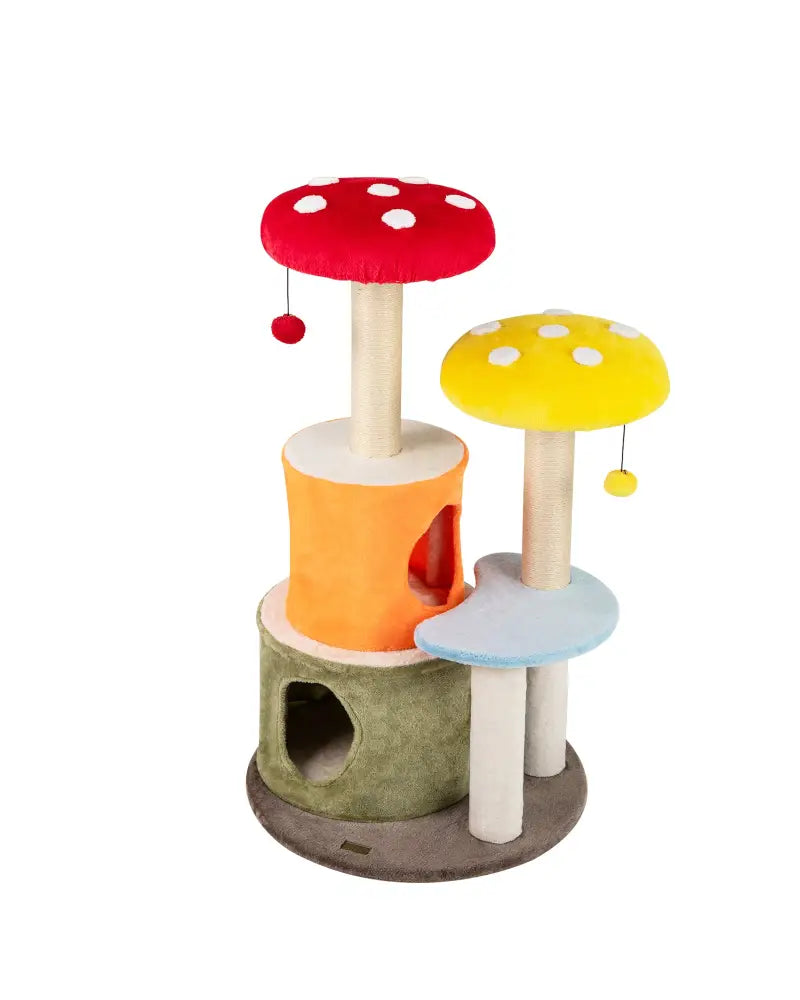 43 Inch Tall Cat Tree Cute with 2 Condos and Padded Platforms-Multicolor - Multicolor - Cat Trees Condos & Scratchers