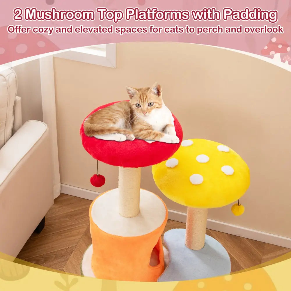 43 Inch Tall Cat Tree Cute with 2 Condos and Padded Platforms-Multicolor - Multicolor - Cat Trees Condos & Scratchers