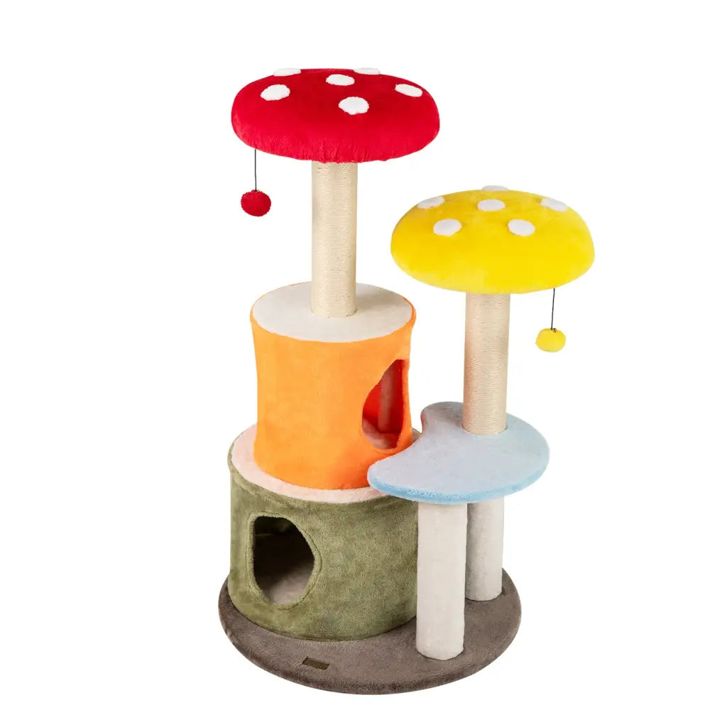 43 Inch Tall Cat Tree Cute with 2 Condos and Padded Platforms-Multicolor - Multicolor - Cat Trees Condos & Scratchers