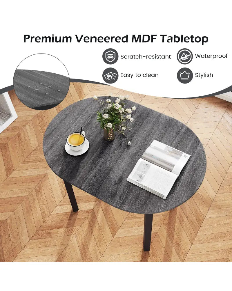 43 Inch Wooden Dining Table with Rubber Wood Legs for 2-4 People-Black - Black - Dining Tables