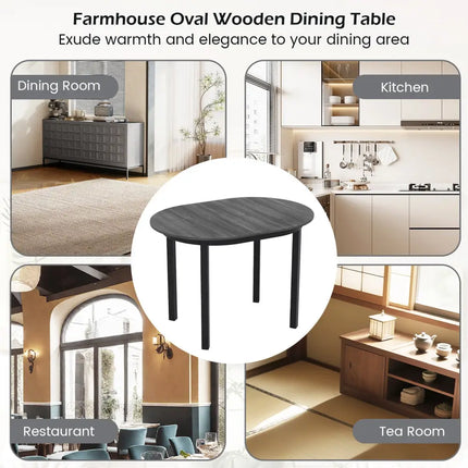 43 Inch Wooden Dining Table with Rubber Wood Legs for 2-4 People-Black Costway