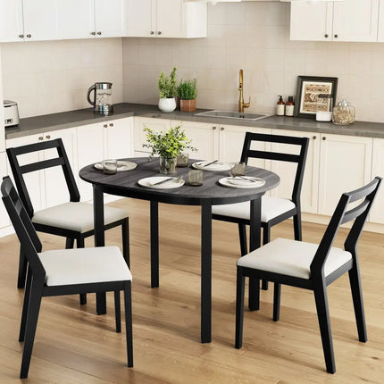 43 Inch Wooden Dining Table with Rubber Wood Legs for 2-4 People-Black Costway
