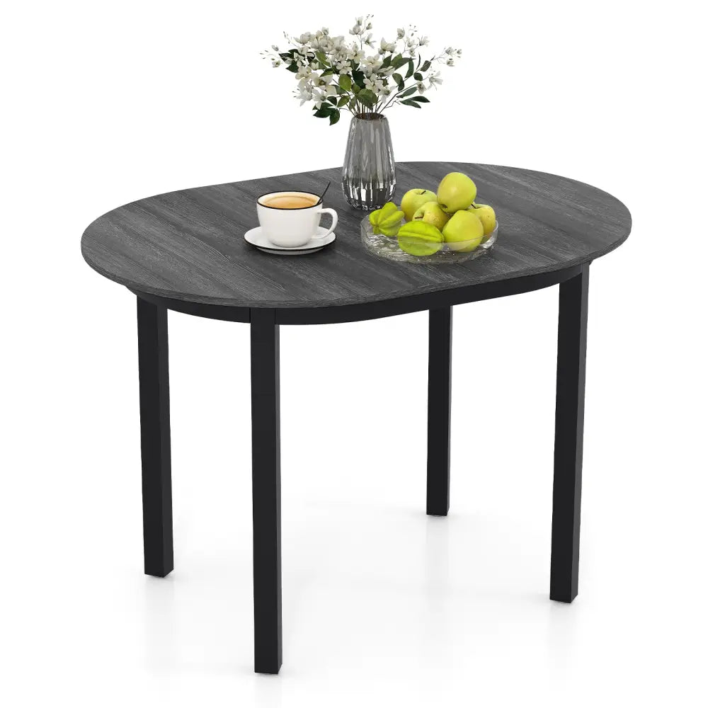 43 Inch Wooden Dining Table with Rubber Wood Legs for 2-4 People-Black - Black - Dining Tables