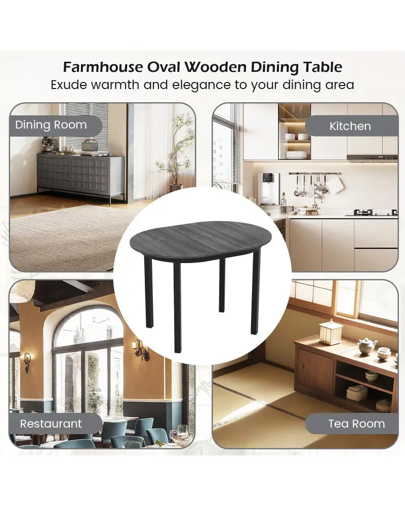 43 Inch Wooden Dining Table with Rubber Wood Legs for 2-4 People-Black - Black - Dining Tables